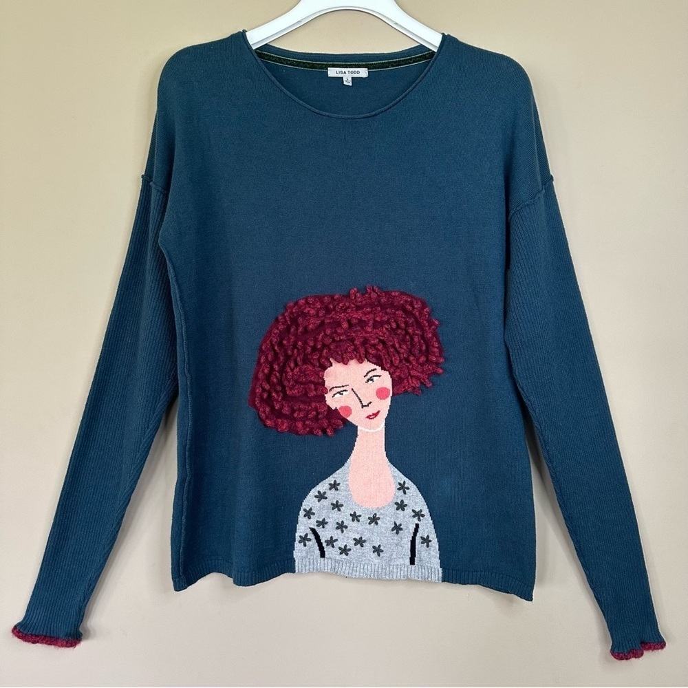Lisa Todd RARE Cashmere Blend Sweater Women L Curly Red Hair Ginger Light Weigh